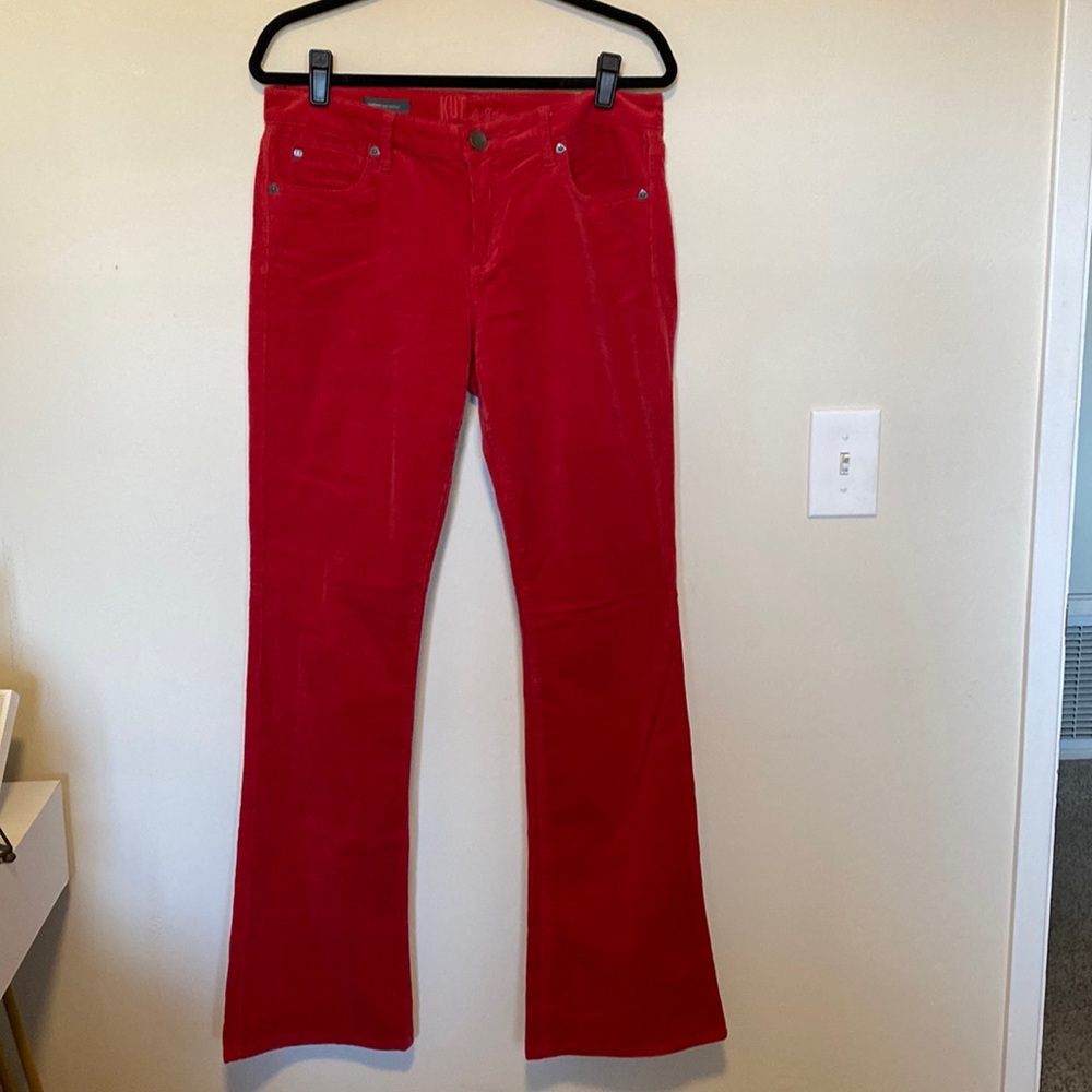 Kut from the Kloth Farrah Baby Bootcut in 'Red Corduroy'